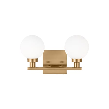 Visual Comfort Clybourn 2 Light 13" Wide Vanity Light with Frosted Glass Shades Satin Brass