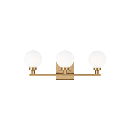 Visual Comfort Clybourn 3 Light 22" Wide Vanity Light with Frosted Glass Shades Satin Brass