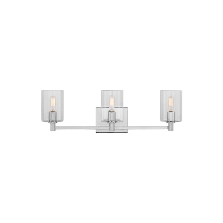 Visual Comfort Fullton 3 Light 25" Wide Vanity Light with Clear Glass Shades Chrome