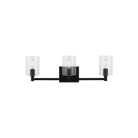Visual Comfort Fullton 3 Light 25" Wide Vanity Light with Clear Glass Shades Midnight Black