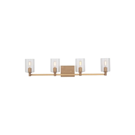 Visual Comfort Fullton 4 Light 35" Wide Vanity Light with Clear Glass Shades Satin Brass
