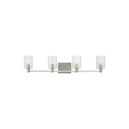 Visual Comfort Fullton 4 Light 35" Wide LED Vanity Light with Clear Glass Shades Brushed Nickel