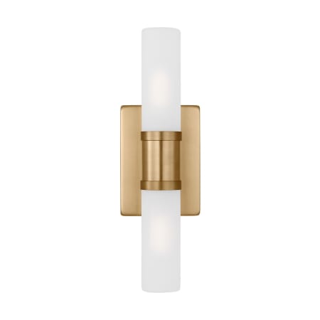 Visual Comfort Keaton 2 Light 16" Wide Bath Bar with Frosted Glass Shades - ADA Satin Brass