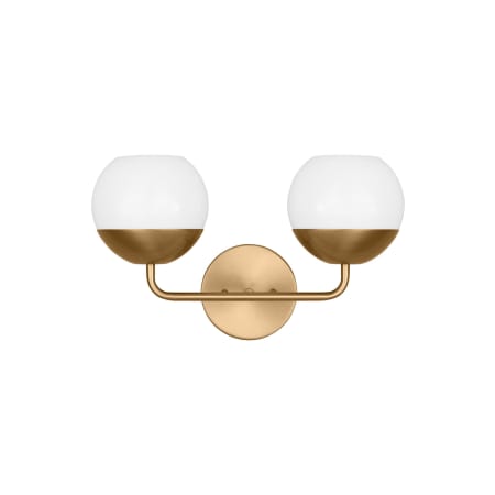 Visual Comfort Alvin 2 Light 17" Wide Vanity Light with Frosted Glass Shades Satin Brass