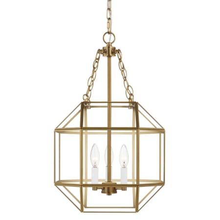 Visual Comfort Morrison 3 Light 14" Wide Taper Candle Pendant with Clear Glass Shade Satin Brass