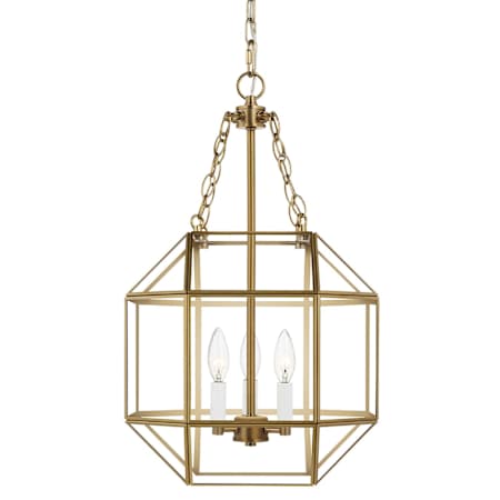 Visual Comfort Morrison 3 Light 14" Wide LED Taper Candle Pendant with Clear Glass Shade - Bulbs Included Satin Brass