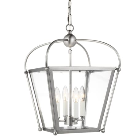 Visual Comfort Charleston 4 Light 14" Wide Taper Candle Pendant Antique Brushed Nickel