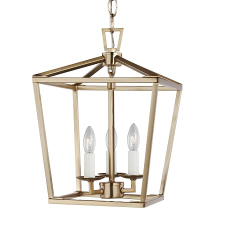 Visual Comfort Dianna 3 Light 10" Wide Taper Candle Mini Pendant Satin Brass