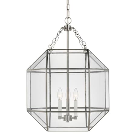 Visual Comfort Morrison 3 Light 19" Wide LED Taper Candle Pendant with Clear Glass Shade - Bulbs Included Brushed Nickel