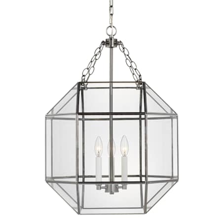 Visual Comfort Morrison 3 Light 19" Wide LED Taper Candle Pendant with Clear Glass Shade - Bulbs Included Antique Brushed Nickel