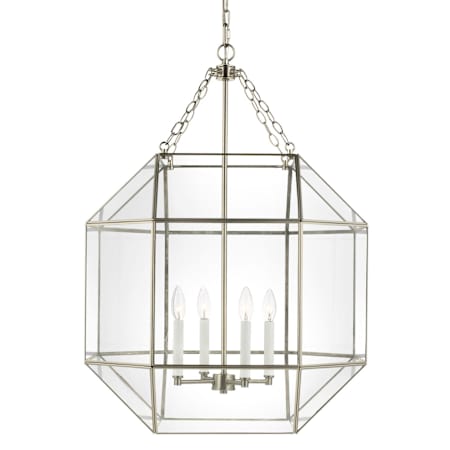 Visual Comfort Morrison 4 Light 23" Wide LED Taper Candle Pendant with Clear Glass Shade - Bulbs Included Antique Brushed Nickel