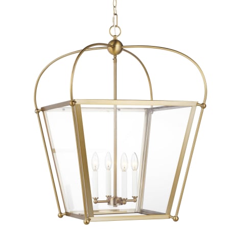 Visual Comfort Charleston 4 Light 21" Wide Taper Candle Pendant Satin Brass