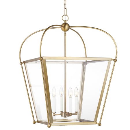 Visual Comfort Charleston 4 Light 21" Wide LED Taper Candle Pendant - Bulbs Included Satin Brass
