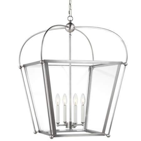 Visual Comfort Charleston 4 Light 21" Wide LED Taper Candle Pendant - Bulbs Included Antique Brushed Nickel