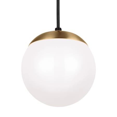 Visual Comfort Leo 8" Wide Mini Pendant with Smooth White Glass Shade Satin Brass