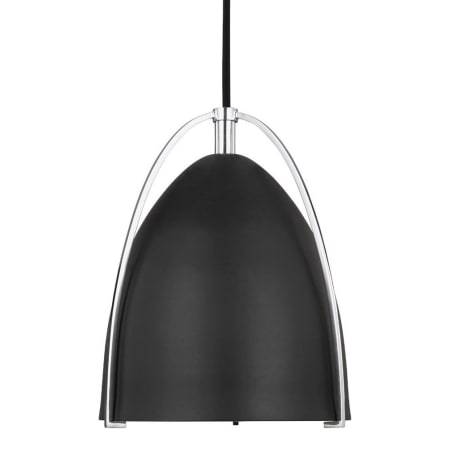 Visual Comfort Norman 6" Wide Pendant with Midnight Black Shade Chrome