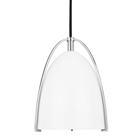 Visual Comfort Norman 6" Wide Mini Pendant with Matte White Shade Chrome