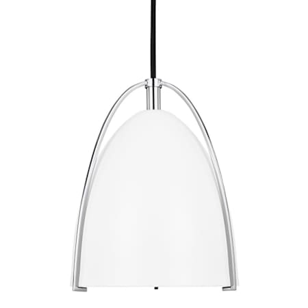 Visual Comfort Norman 6" Wide LED Mini Pendant with Matte White Shade - Bulb Included Chrome