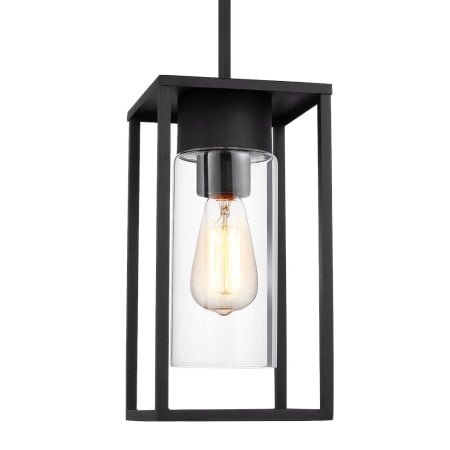 Visual Comfort Vado 6" Wide Mini Pendant with Clear Glass Shade Black