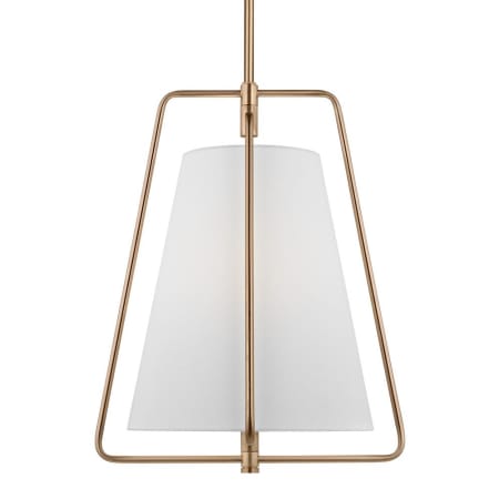 Visual Comfort Allis 15" Wide LED Pendant with Linen Shade Satin Brass