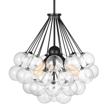 Visual Comfort Bronzeville 3 Light 22" Wide Pendant with Clear, Seedy Glass Globes Midnight Black