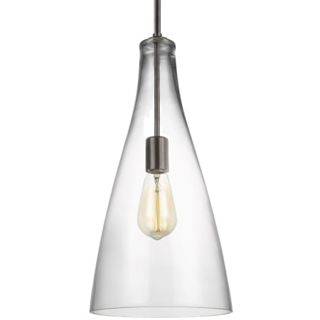 Visual Comfort Arilda 9" Wide Mini Pendant with Clear Glass Shade Bronze