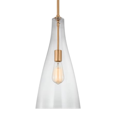 Visual Comfort Arilda 9" Wide Mini Pendant with Clear Glass Shade Satin Brass