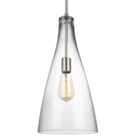 Visual Comfort Arilda 9" Wide Mini Pendant with Clear Glass Shade Brushed Nickel