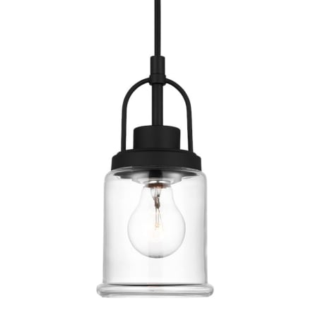 Visual Comfort Anders 5" Wide Mini Pendant with Clear Glass Shade Midnight Black
