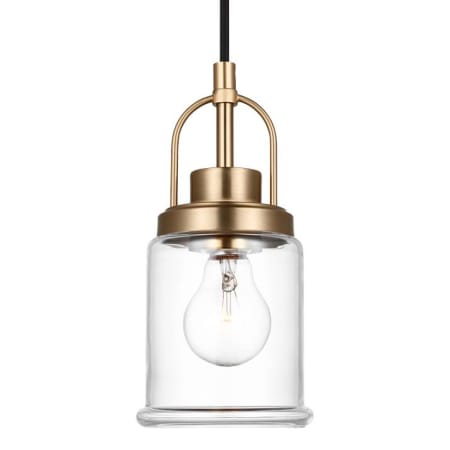 Visual Comfort Anders 5" Wide Mini Pendant with Clear Glass Shade Satin Brass