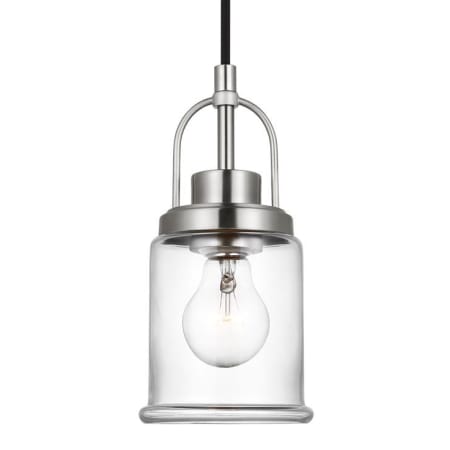 Visual Comfort Anders 5" Wide Mini Pendant with Clear Glass Shade Brushed Nickel
