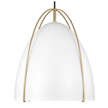 Visual Comfort Norman Single Light 13" Wide Pendant Satin Brass / White