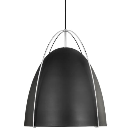 Visual Comfort Norman 15" Wide Mini Pendant with Midnight Black Shade Chrome