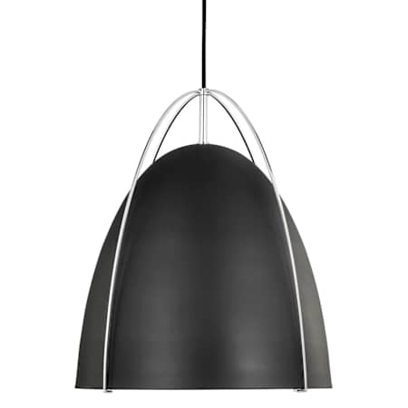 Visual Comfort Norman 15" Wide LED Mini Pendant with Midnight Black Shade - Bulb Included Chrome