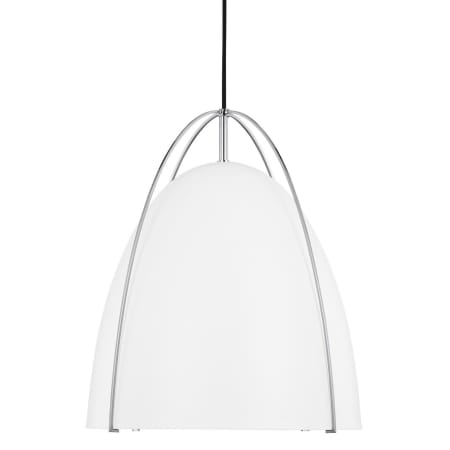 Visual Comfort Norman 15" Wide Mini Pendant with Matte White Shade Chrome