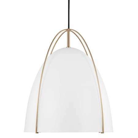 Visual Comfort Norman 15" Wide Mini Pendant with Matte White Shade Satin Brass