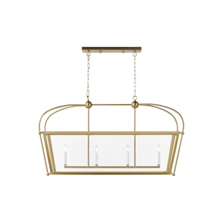 Visual Comfort Charleston 4 Light 46" Wide LED Taper Candle Linear Chandelier - Bulbs Included Satin Brass