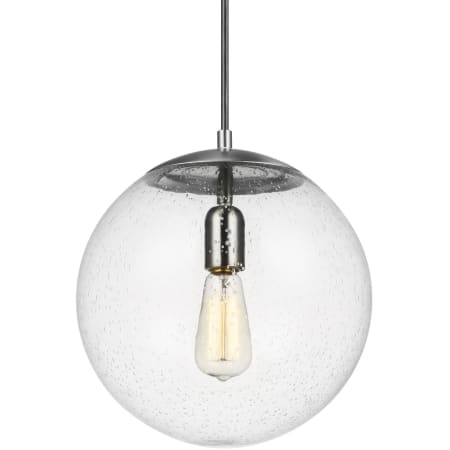 Visual Comfort Leo 12" Wide Pendant with Clear, Seedy Glass Shade Satin Aluminum