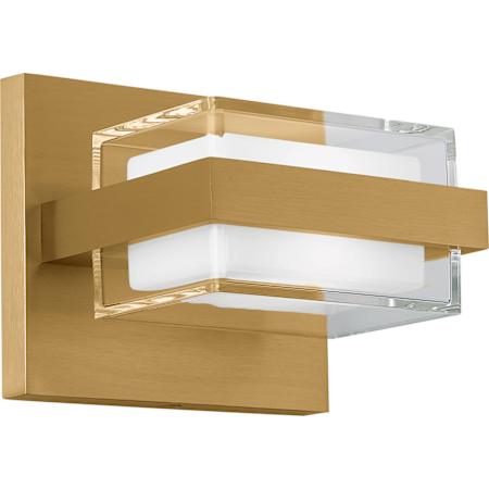 Visual Comfort Kamden 5" Tall LED Bathroom Sconce with Shade Natural Brass