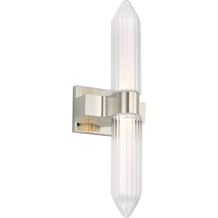 Visual Comfort Langston 8" Tall LED Bathroom Sconce with Shades Polished Nickel