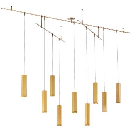 Visual Comfort Blok 9 Light 96" Wide LED Linear Chandelier Aged Brass