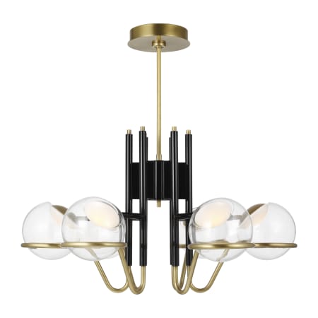Visual Comfort Crosby 6 Light 30" Wide LED Chandelier -277 Black / Natural Brass