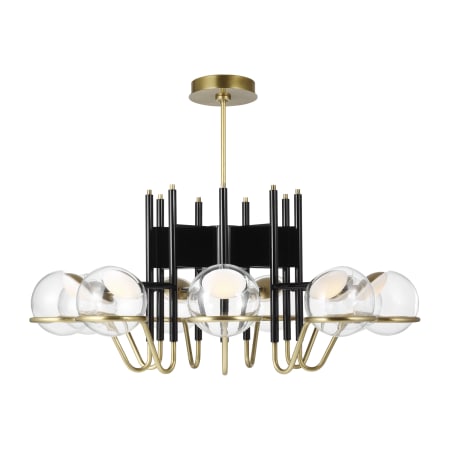 Visual Comfort Crosby 9 Light 38" Wide LED Chandelier -277 Black / Natural Brass