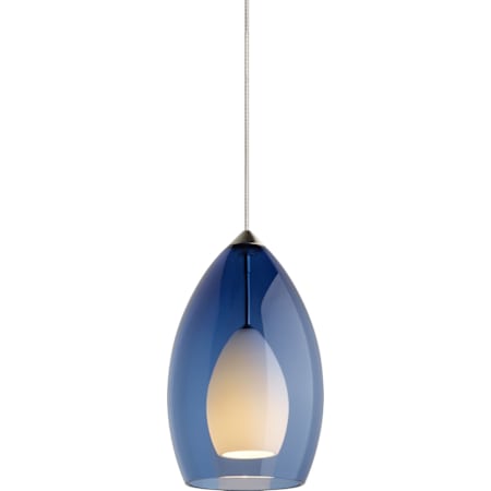 Visual Comfort Fire FreeJack Translucent Steel Blue Murano Glass Pendant - 12v Halogen Satin Nickel