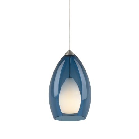 Visual Comfort FreeJack Fire Translucent Steel Blue Murano Glass Pendant - 12v Halogen Satin Nickel