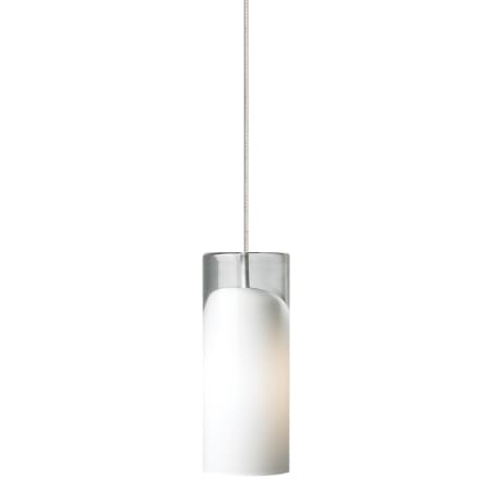 Visual Comfort Horizon 1 Light FreeJack Mini Pendant with Opal Glass Shade Satin Nickel