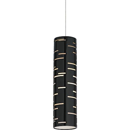 Visual Comfort Revel FreeJack 1 Light Halogen Gloss Black Cylindrical Metal Pendant Satin Nickel