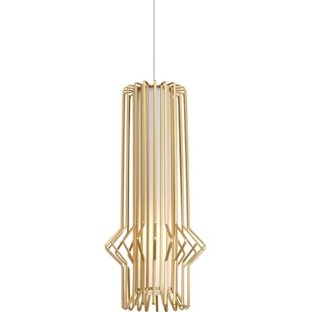 Visual Comfort Mini Syrma Single Light 5" Wide LED FreeJack Metal Cage Pendant with Inner Frosted White Shade Satin Nickel / Matte Black / 3000K