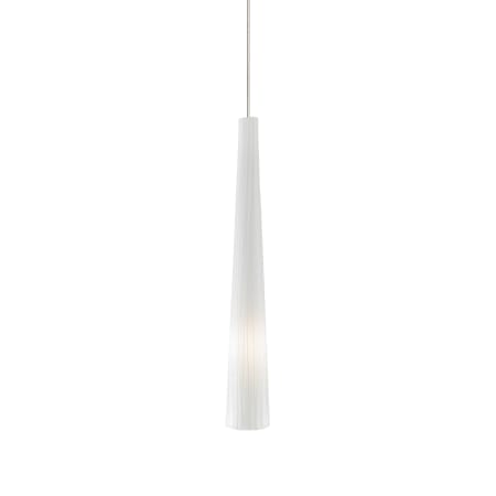 Visual Comfort FreeJack Zenith Small White Organic-Shaped Glass Pendant - 12v Halogen Satin Nickel