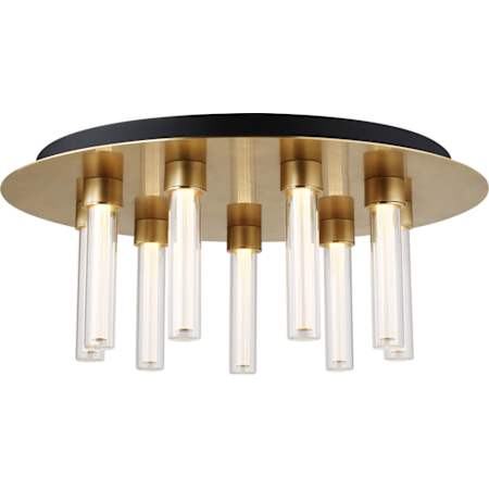 Visual Comfort Kola 9 Light 22" Wide LED Flush Mount Ceiling Fixture Natural Brass